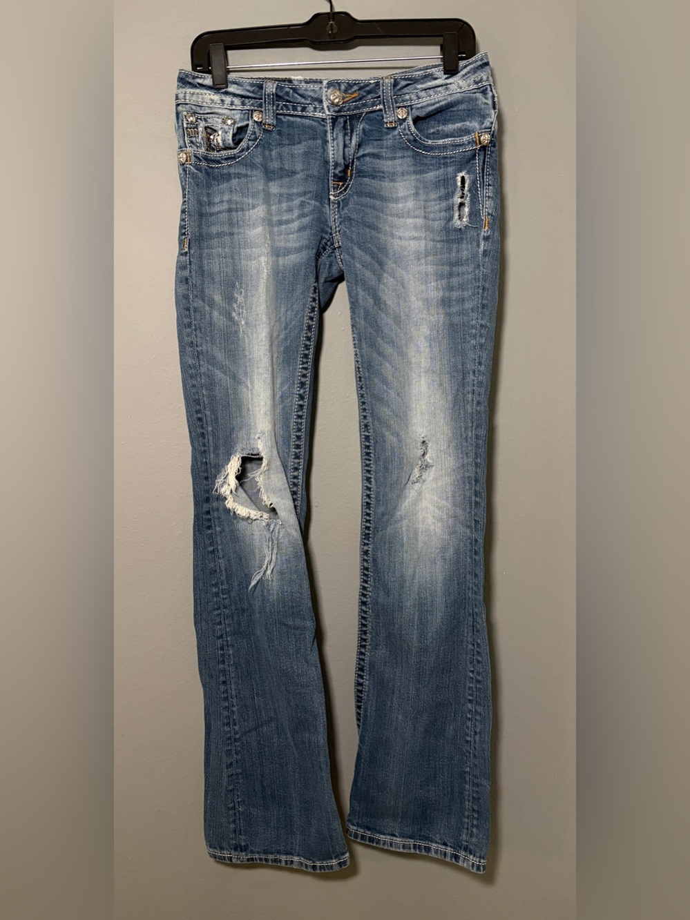 Miss Me Light Blue Distressed Flare Jeans